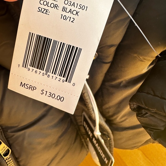 NWT Steve Madden BLACK Women's Juniors' Puffer Coat , M 10/12 - Picture 9 of 9